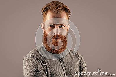 Portrait of bearded man. Irish man with unshaven face. Serious man with beard and mustache Stock Photo