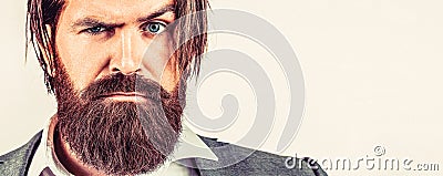 Portrait bearded man. Male beard and mustache. Elegant handsome man in suit. Handsome bearded businessman Stock Photo