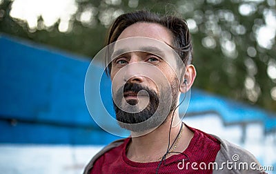 Portrait of beardy sportive man. Stock Photo