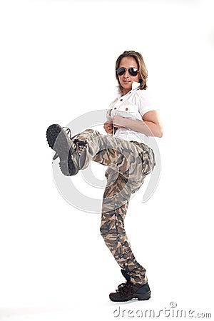 Portrait of beautiful army girl Stock Photo