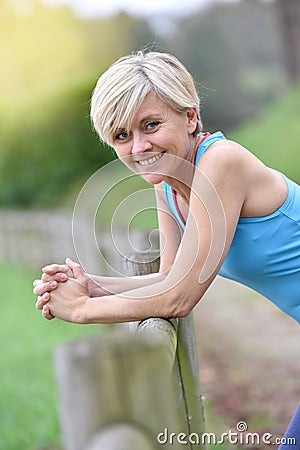 Portrait of beautiful athletic senior woman Stock Photo