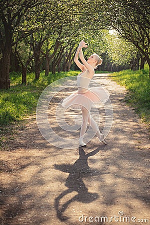Portrait of beautiful ballerina with romantic and tender emotion Stock Photo