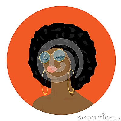 Portrait of a beautiful black woman. Modern afro american girl Vector Illustration