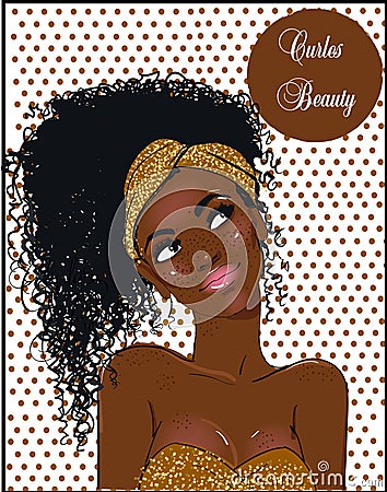 Portrait of beautiful black woman Vector Illustration