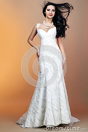 Portrait of beautiful bride wearing in Wedding dress Stock Photo