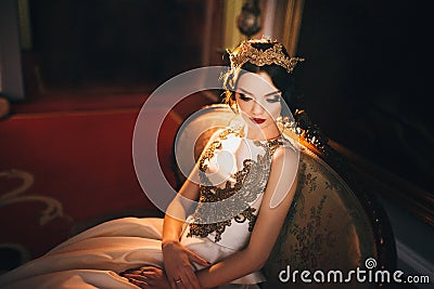 Portrait of beautiful bride. Wedding dress Stock Photo