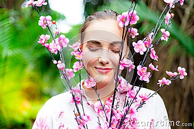 Portrait beautiful caucasian woman. Charming beautiful woman fee Stock Photo