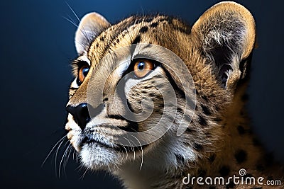 Portrait of a beautiful cheetah on a dark background Cartoon Illustration