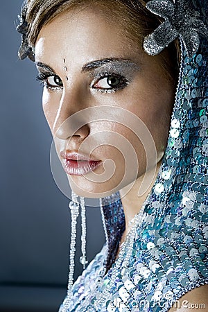 Portrait of a beautiful cold winter women Stock Photo