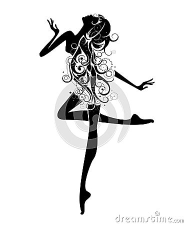 Portrait of a beautiful dancing girl Vector Illustration
