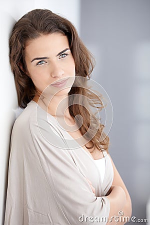 Portrait of beautiful daydreaming woman Stock Photo