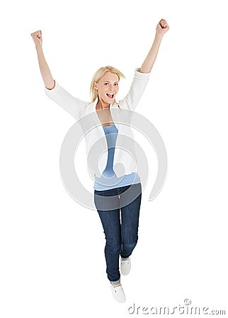 Portrait of beautiful excited young woman Stock Photo