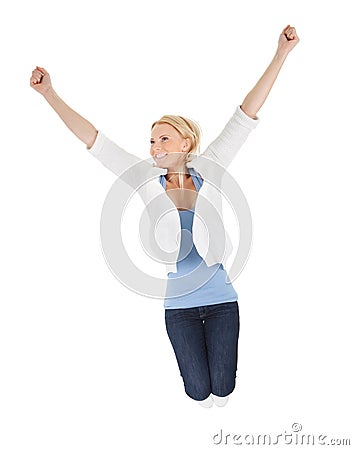 Portrait of beautiful excited young woman Stock Photo