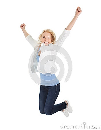 Portrait of beautiful excited young woman Stock Photo