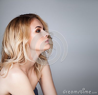 Beautiful Female Model. Female Profile Stock Photo