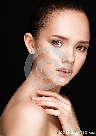 Portrait of beautiful girl with clear healthy skin Stock Photo