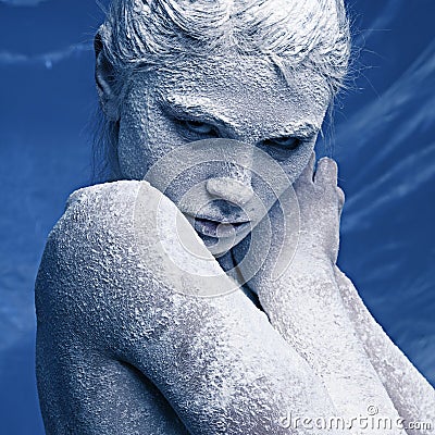 Portrait of a beautiful girl in the frost Stock Photo