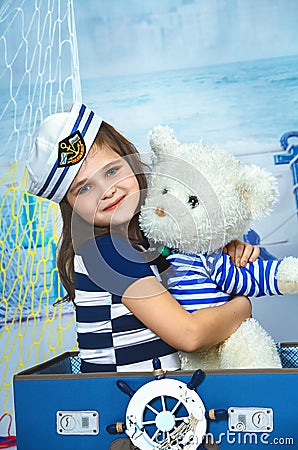 Portrait of a beautiful girl, marine theme Stock Photo