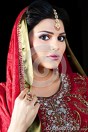 Portrait of a beautiful indian bride Stock Photo