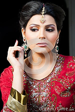 Portrait of a beautiful indian bride Stock Photo