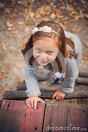 Portrait of a beautiful liitle girl close-up Stock Photo