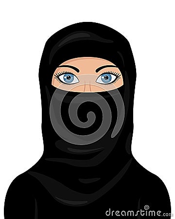 Muslim Woman Wearing a Niqab Vector Illustration