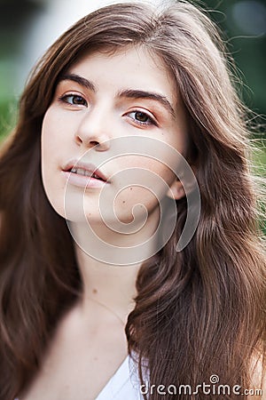 Portrait of beautiful natural woman Stock Photo