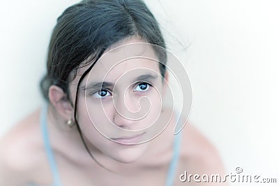 Portrait of a beautiful pensive teenage girl Stock Photo