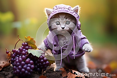 Portrait of a beautiful Persian cat dressed as grape fruit Stock Photo