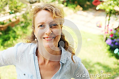 Portrait of beautiful real 40 years old woman Stock Photo