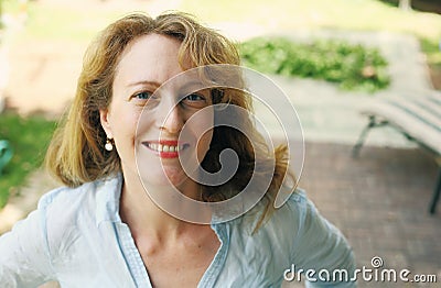 Portrait of beautiful real 40 years old woman Stock Photo