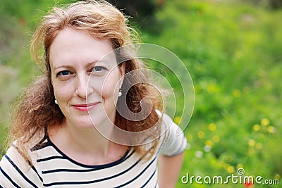 Portrait of beautiful real 40 years old woman Stock Photo