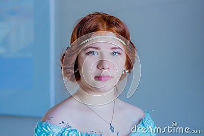 Portrait of a beautiful red-haired girl Stock Photo