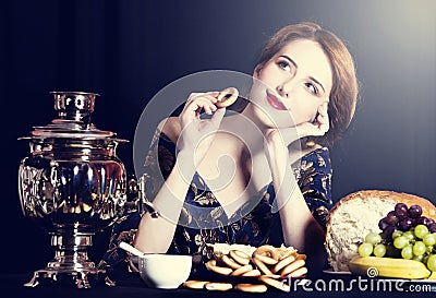 Portrait of beautiful rich russian women. Stock Photo