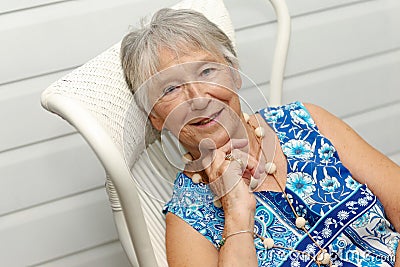 Portrait of beautiful senior woman with grey hair Stock Photo