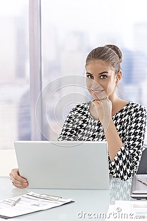 Portrait of beautiful smiling businesswoman Stock Photo