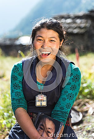 Portrait of a beautiful smiling young nepalese woman Editorial Stock Photo