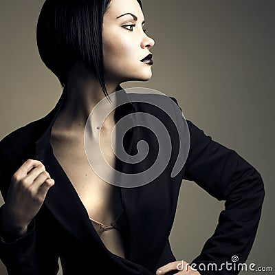 Portrait of beautiful stylish lady Stock Photo