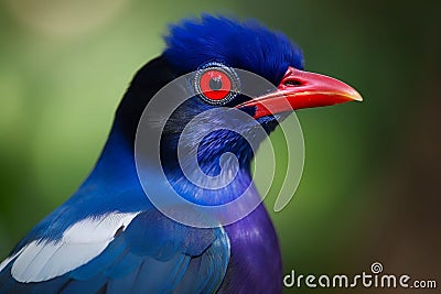 A portrait of a beautiful Urocissa caerulea (Formosan Blue Magpie) bird Cartoon Illustration