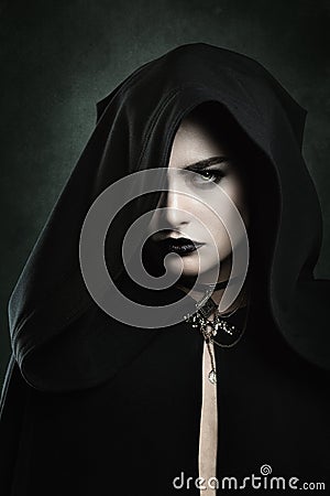 Portrait of a beautiful vampire woman Stock Photo