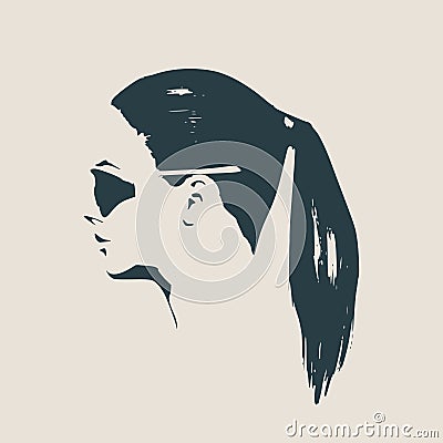 Portrait of beautiful woman in black sunglasses. Vector Illustration