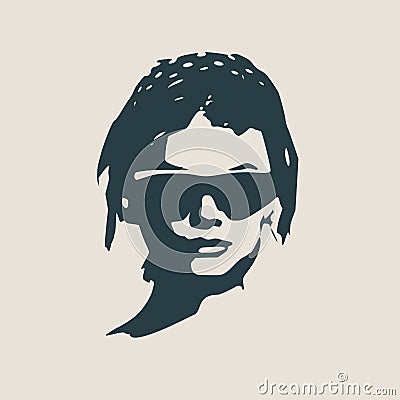 Portrait of beautiful woman in black sunglasses. Vector Illustration