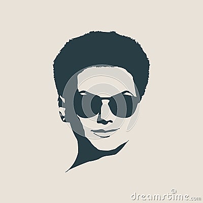 Portrait of beautiful woman in black sunglasses. Vector Illustration