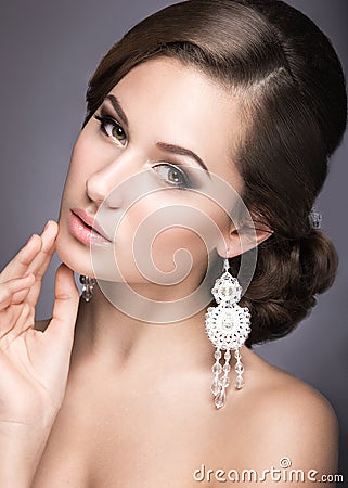 Portrait of a beautiful woman in the image of the bride. Stock Photo