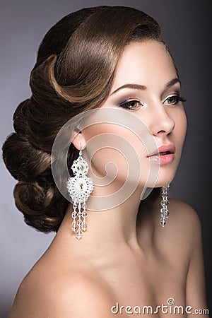 Portrait of a beautiful woman in the image of the bride. Stock Photo