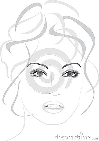 Portrait of beautiful woman isolated on the white Vector Illustration