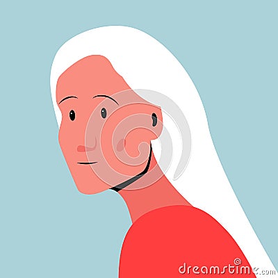 Portrait of a beautiful woman with white hair. Concept vector illustration of wise senior lady Vector Illustration