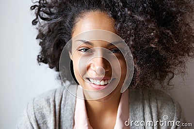 Portrait of a beautiful young african american woman smiling Stock Photo