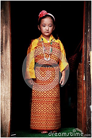 Portrait of bhutanese young girl Editorial Stock Photo