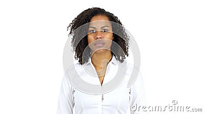 Portrait of Black Woman, White Background Stock Photo